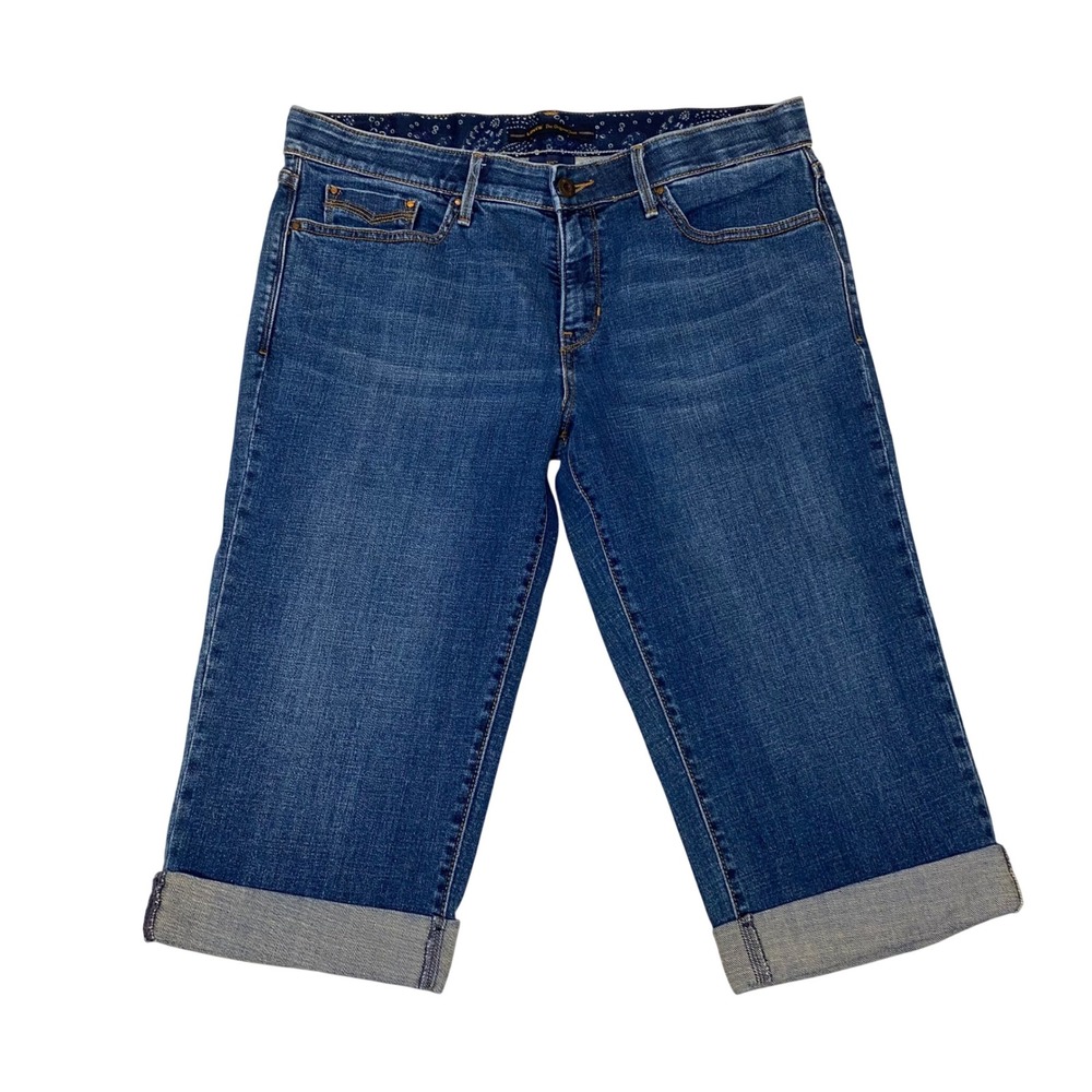 Levis 525 Perfect Waist Womens Size 14 Capri Jeans Stretch Blue Denim Cuffed